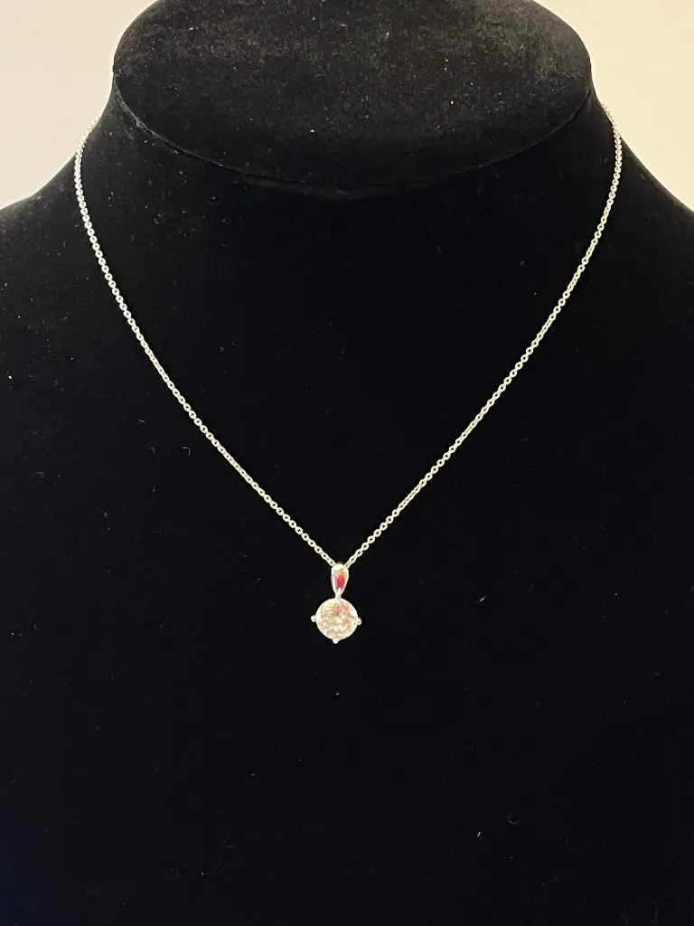 Express Sterling Silver 925 Cubic Zirconia Pendant Necklace Y2K New Deadstock