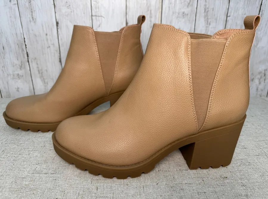 Xappeal Laura Tan Chunky Heel Chelsea Ankle Boots Lug Sole Platform Booties 12