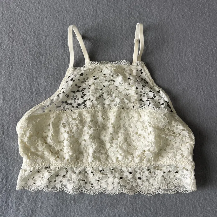Aerie Lace Bralette Size S Cream High Neck Floral Lace Halter Adjustable Boho