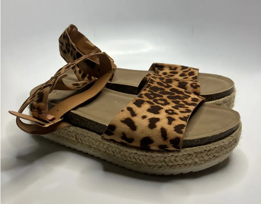 Torrid Platform Sandals Womens 9 Leopard Excellent Espadrille Ankle Strap