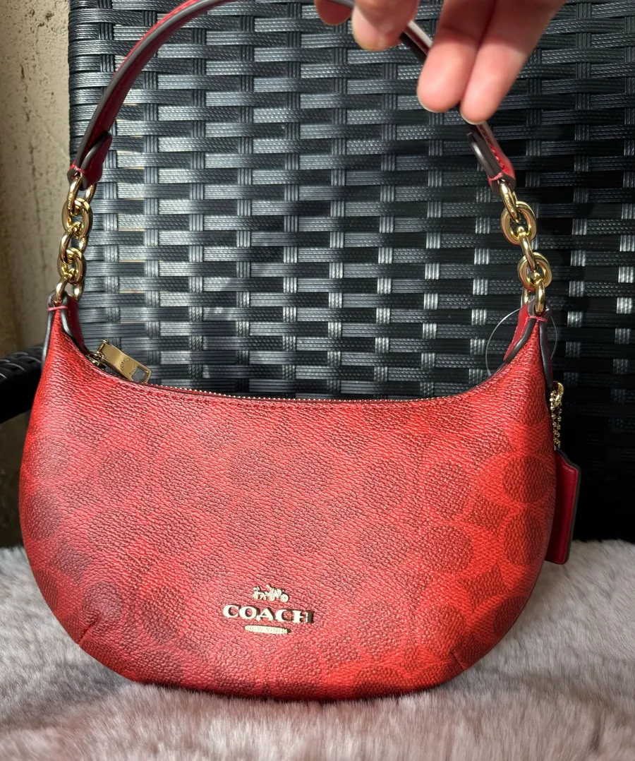 COACH Mini Payton Bag Signature Canvas Leather CEL06 Crimson Red NWT