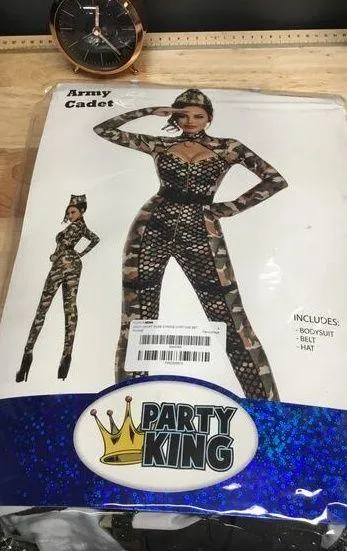 Party King Babe 2 Piece Women's Small Camo Army Cadet Halloween Costume Set Brown