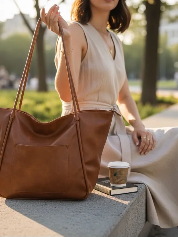 Classic Brown Vegan Leather Tote Bag – Timeless Everyday Carry