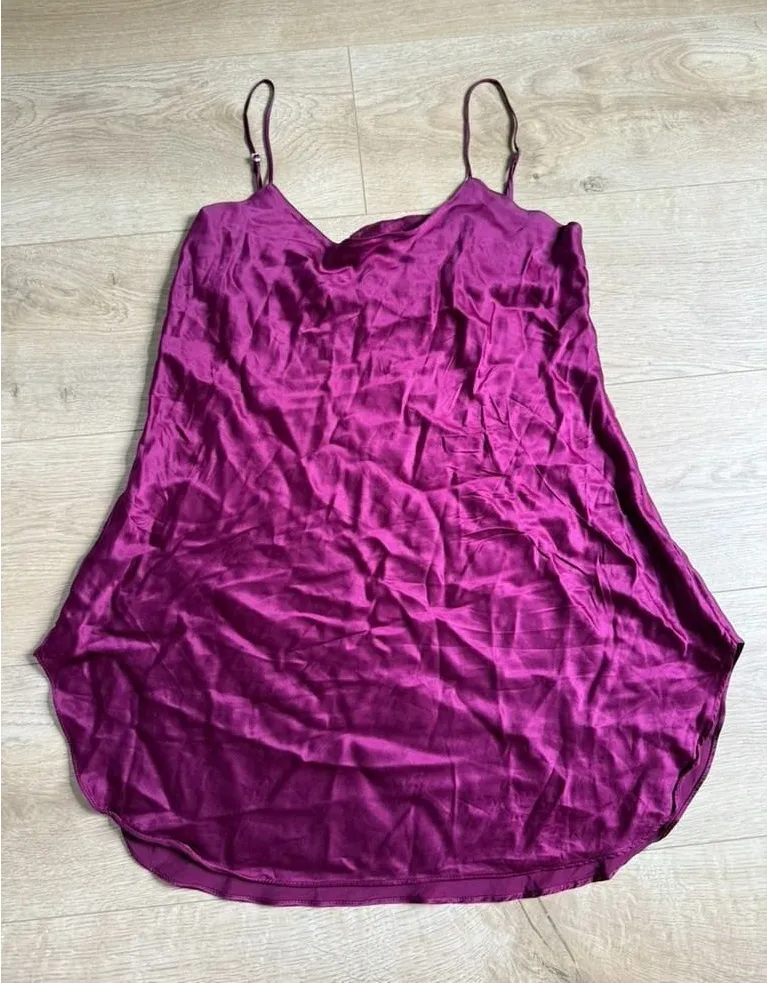 Victorias Secret gold tag 90s vintage 100% silk purple slip tank dress size S