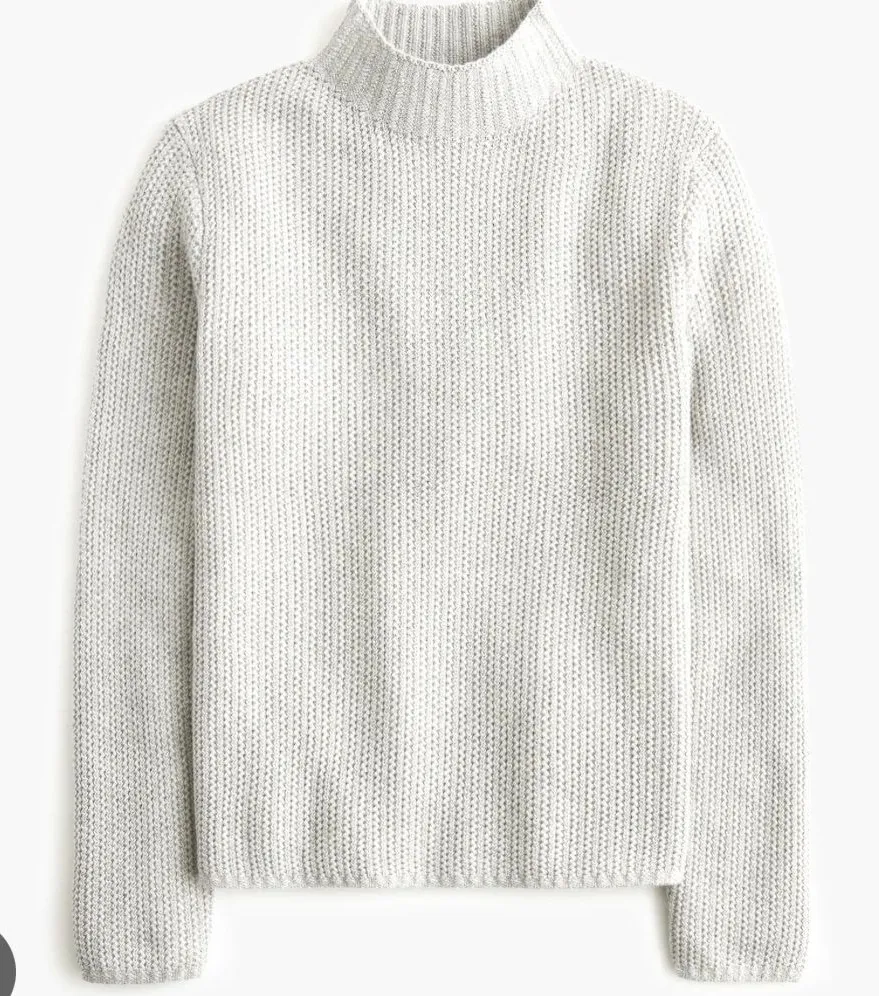 J Crew Mock Neck Textured Knit Sweater Cream Size Medium