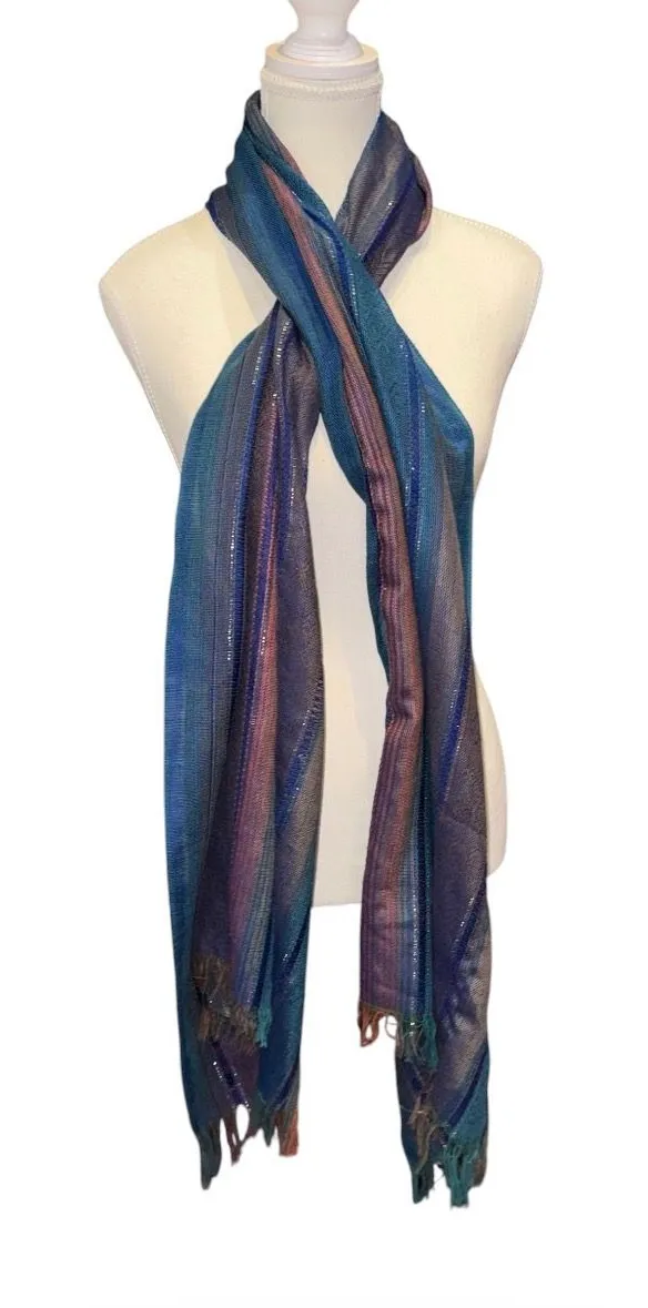 Multicolor striped scarf Blue