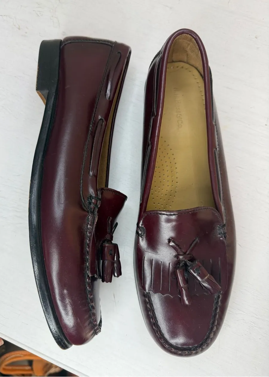 Vintage G.H. Bass & Co. Jackie Tassel Loafers Burgundy Leather Women's Size 11M Red