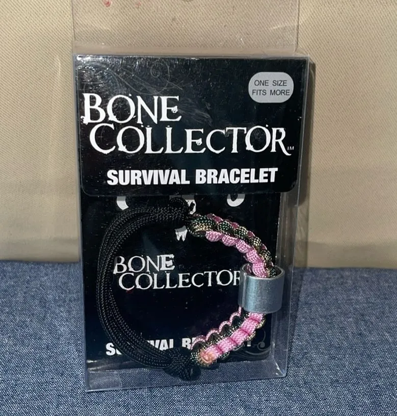 Bone Collector pink camo survival bracelet Black