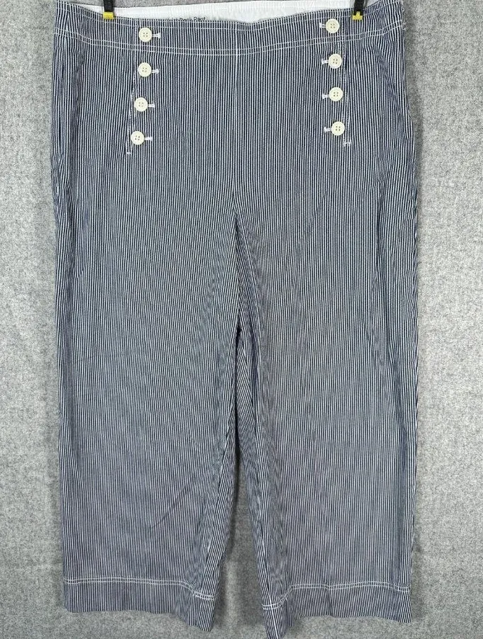Talbots Size 14 Womens Pants High Waisted Deck Pinstripe Cropped Sailor Stretch