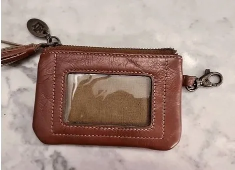Jack Mason Brown Leather ID Holder Coin Pouch Texas A&M Charm Tassel Zipper
