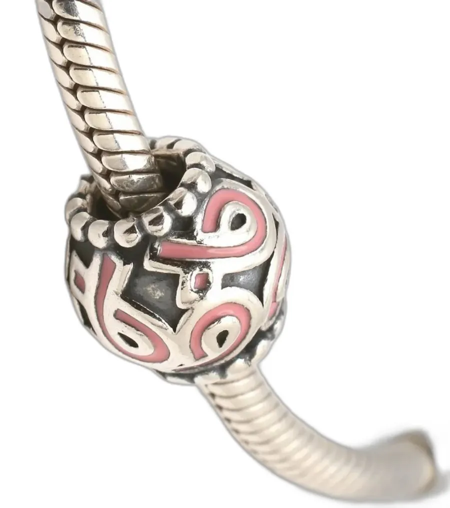 Authentic Style Pandora Sterling Silver Pink Ribbon Awareness Bead Charm