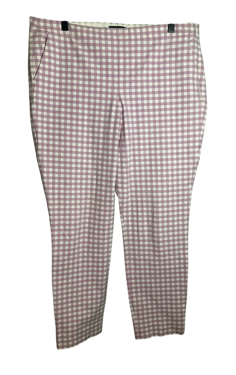 J.Crew Martie Pants 14T Gingham Cotton Stretch Slim Tall 29 Inseam EUC Purple Size 14W