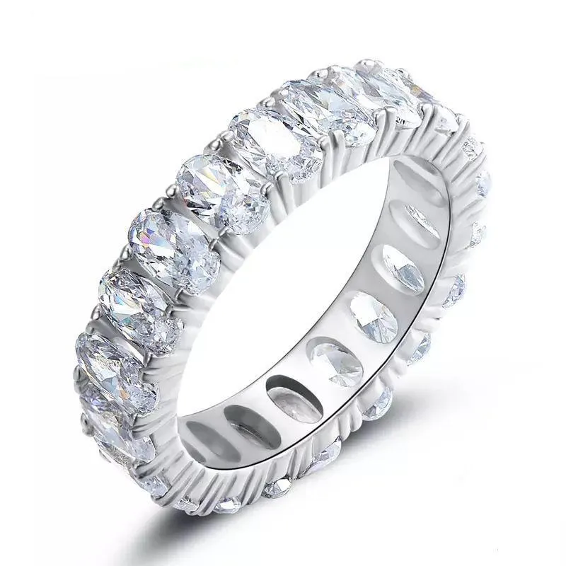 SIZE 9 925 Oval Cubic Zirconium Eternity Ring