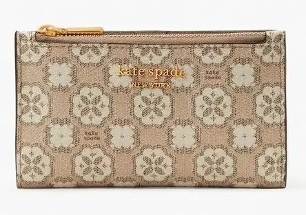 Kate Spade Spade Flower Monogram Coated Canvas Small Bifold Wallet Natural Multi