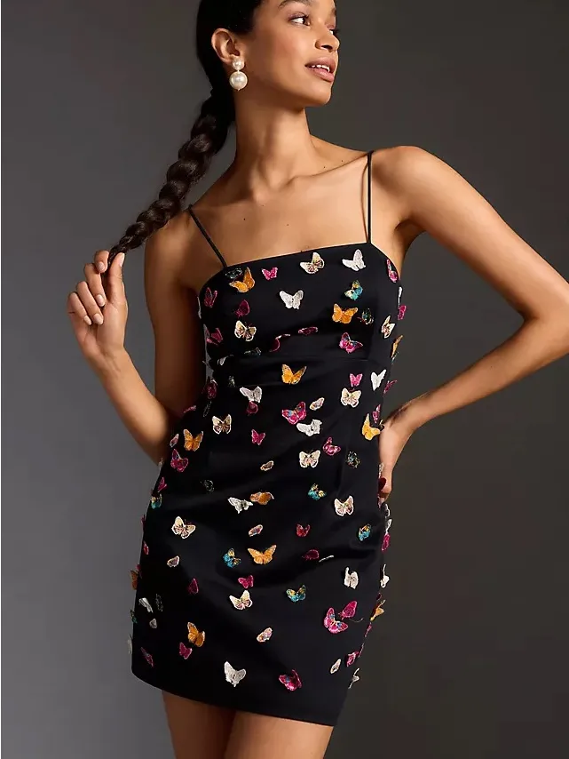 Anthropologie Brynne 3D Spaghetti-Strap Dress by Maeve