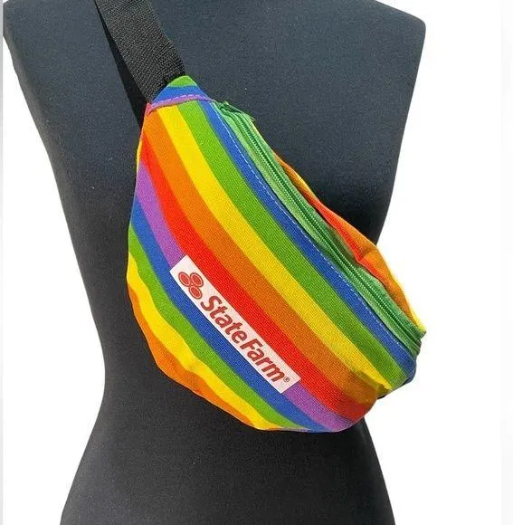 Rainbow stripped pride flag parade June festive vacation beach travel fanny pack
