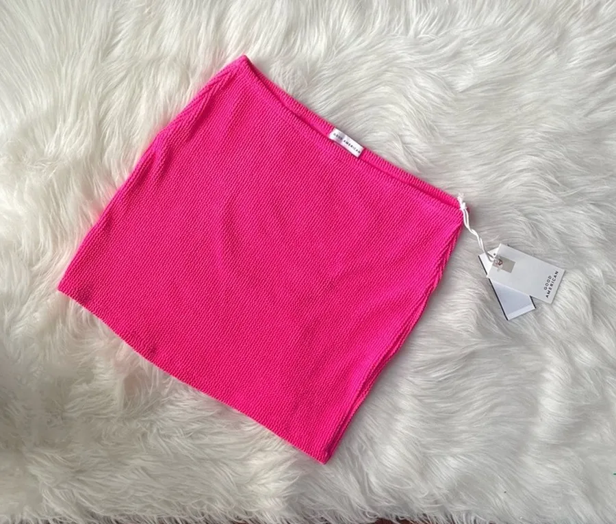 Good American Hot Pink Textured Mini Skirt NWT