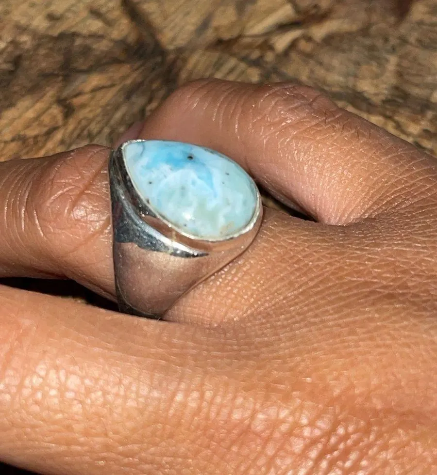 Caribbean Larimar Ring Size 8 3/4 Blue