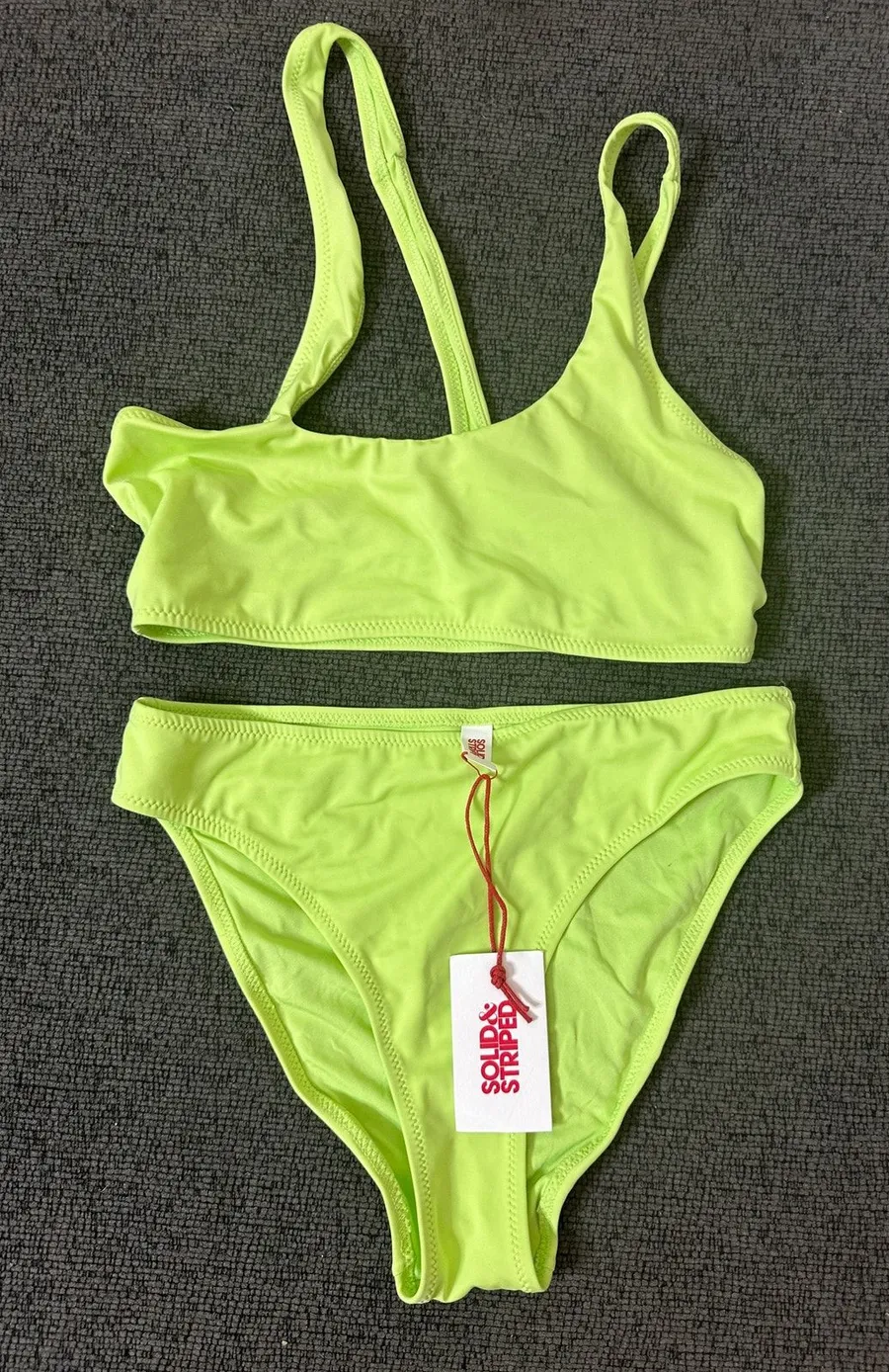 Solid & Striped The Brody Asymmetric Bikini Set size M in Pistachio NWT
