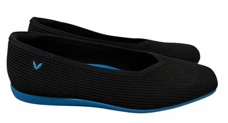 VIVAIA Margot Walker Square Toe Knit Flats Black Blue Sole EU 40 Size 9