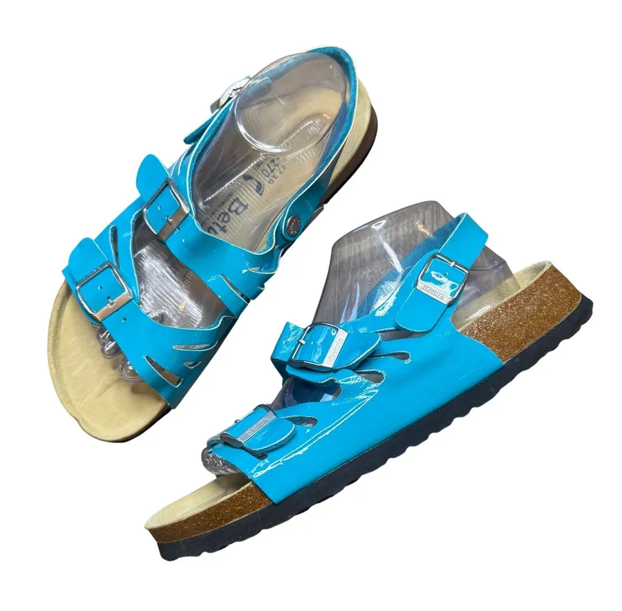 Betula Women's Sandals Patent Triple Strap Slingback Blue Size 42 11