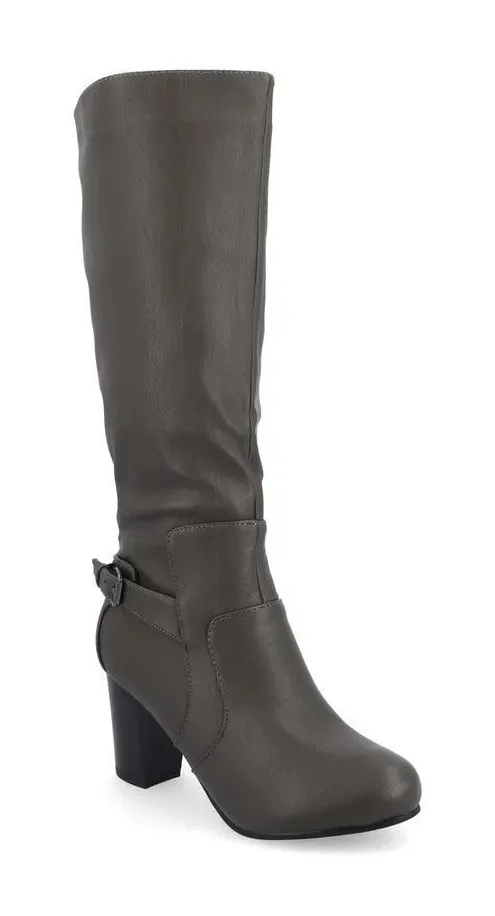Women's Carver Wide Calf Block Heel Knee High Boots Grey 9 NIB