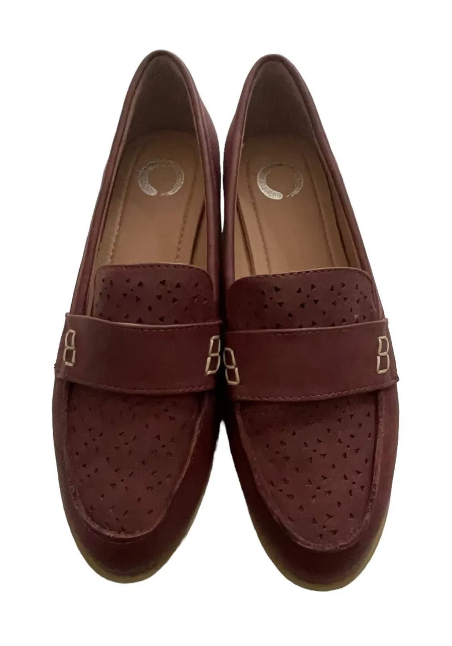 Journee Collection Women's Size 7 Red Faux Leather Slip On Loafer Flat Shoes