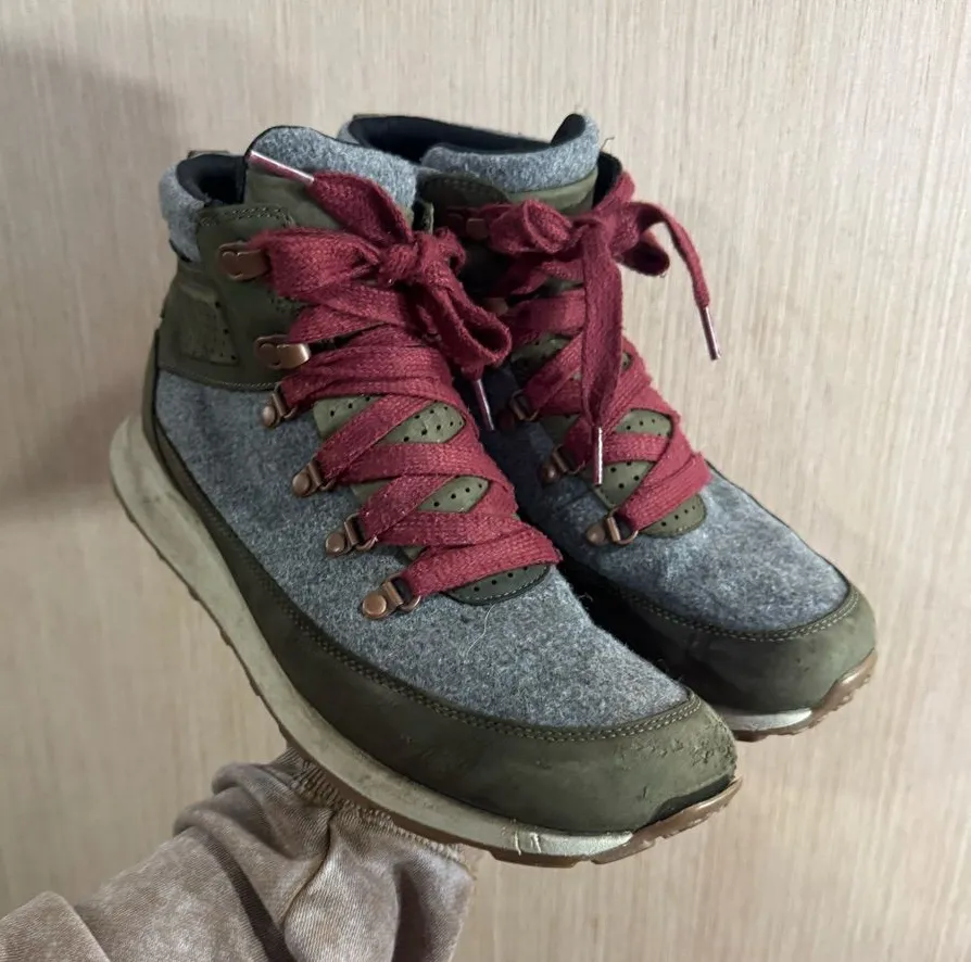 Merrell Ashford Grey Wool Green Leather Waterproof Hiking Lace Up Boots Size 10