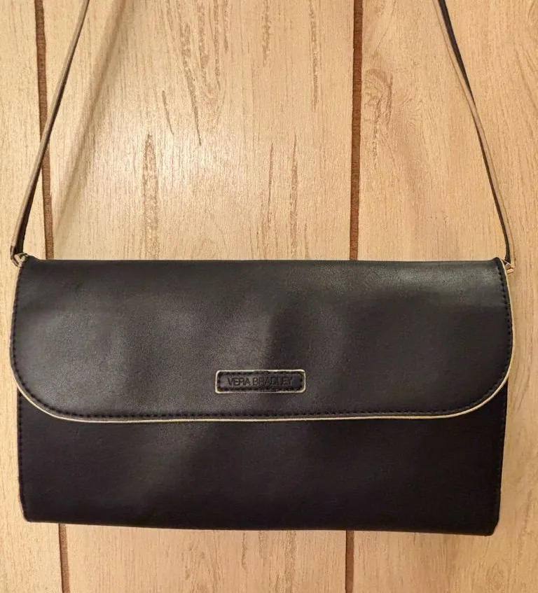 Vera Bradley Navy Clutch/Shoulder/ Crossbody Bag with Contrast Trim
