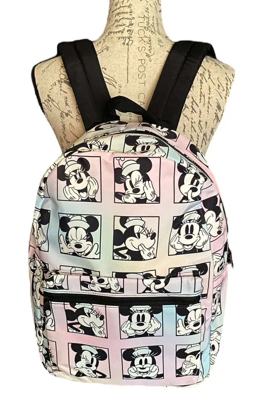 Disney Minnie Mouse Bioworld Pink Rainbow Large Backpack NEW