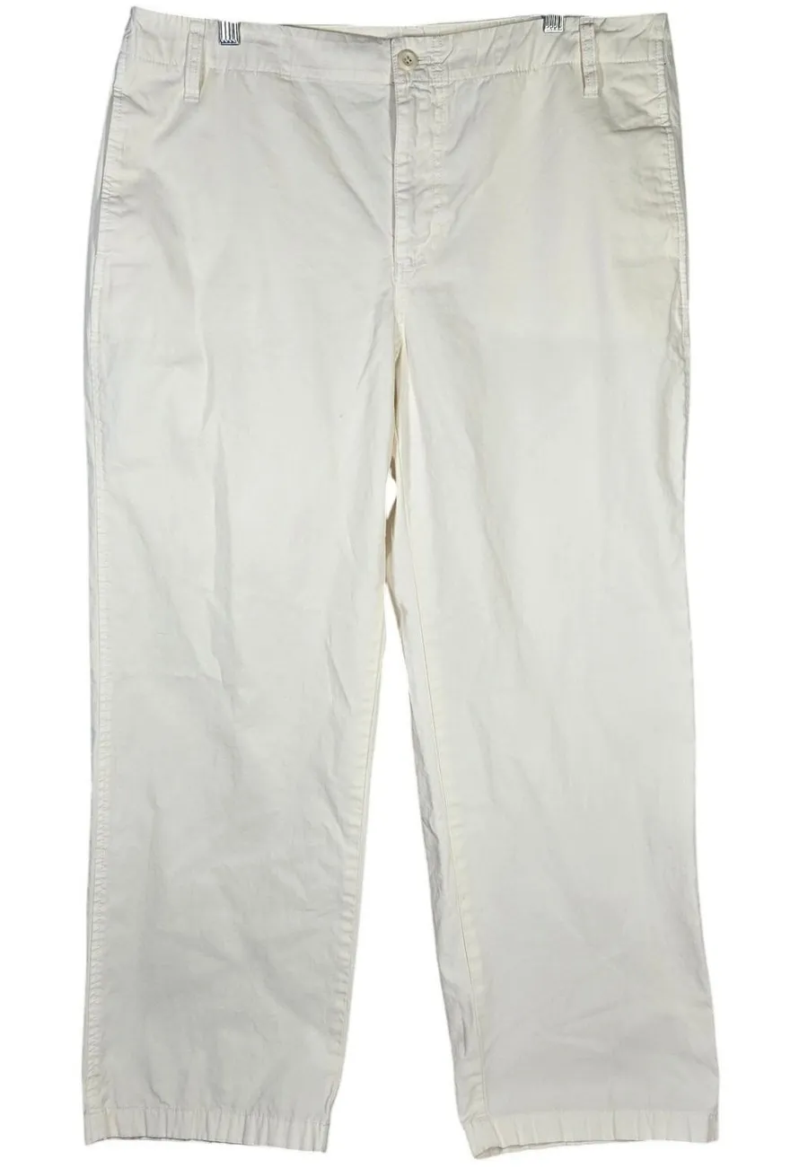 J Crew Women's Cream Chino Pants Size 32 Style BP499 Cotton Blend Relaxed Fit