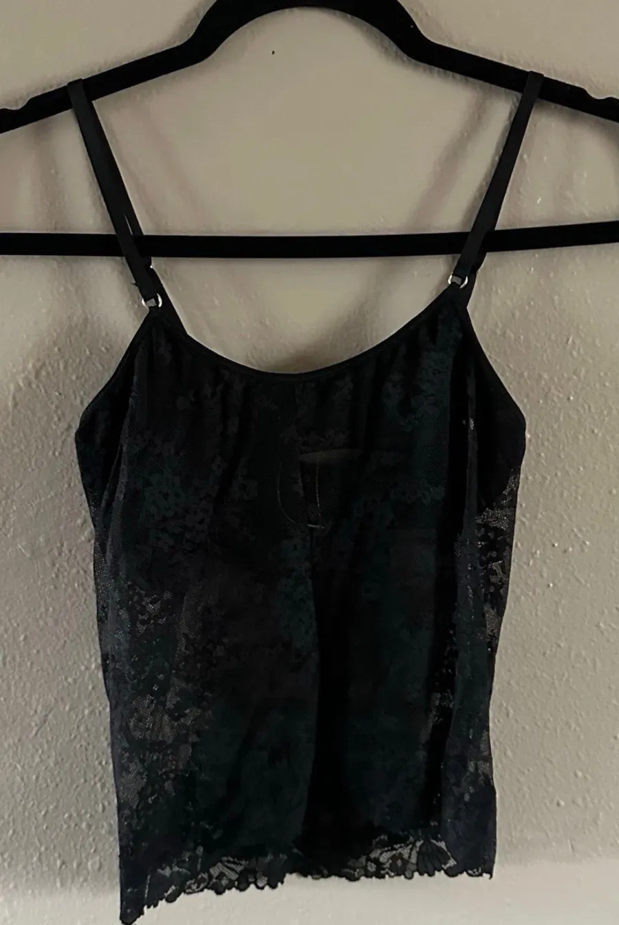 Aerie Black Lace Camisole Tank Top Adjustable Strap Women's Size S