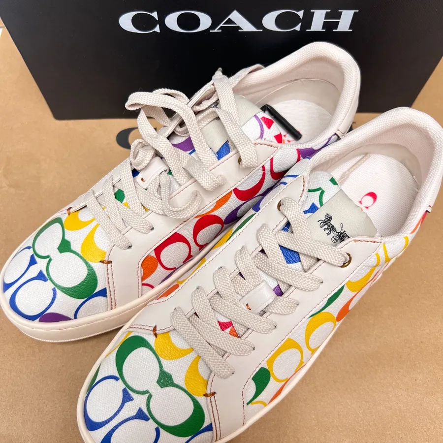 coach Clip Low Top Sneaker In Rainbow Signature Canvas CI898 FOR MEN
