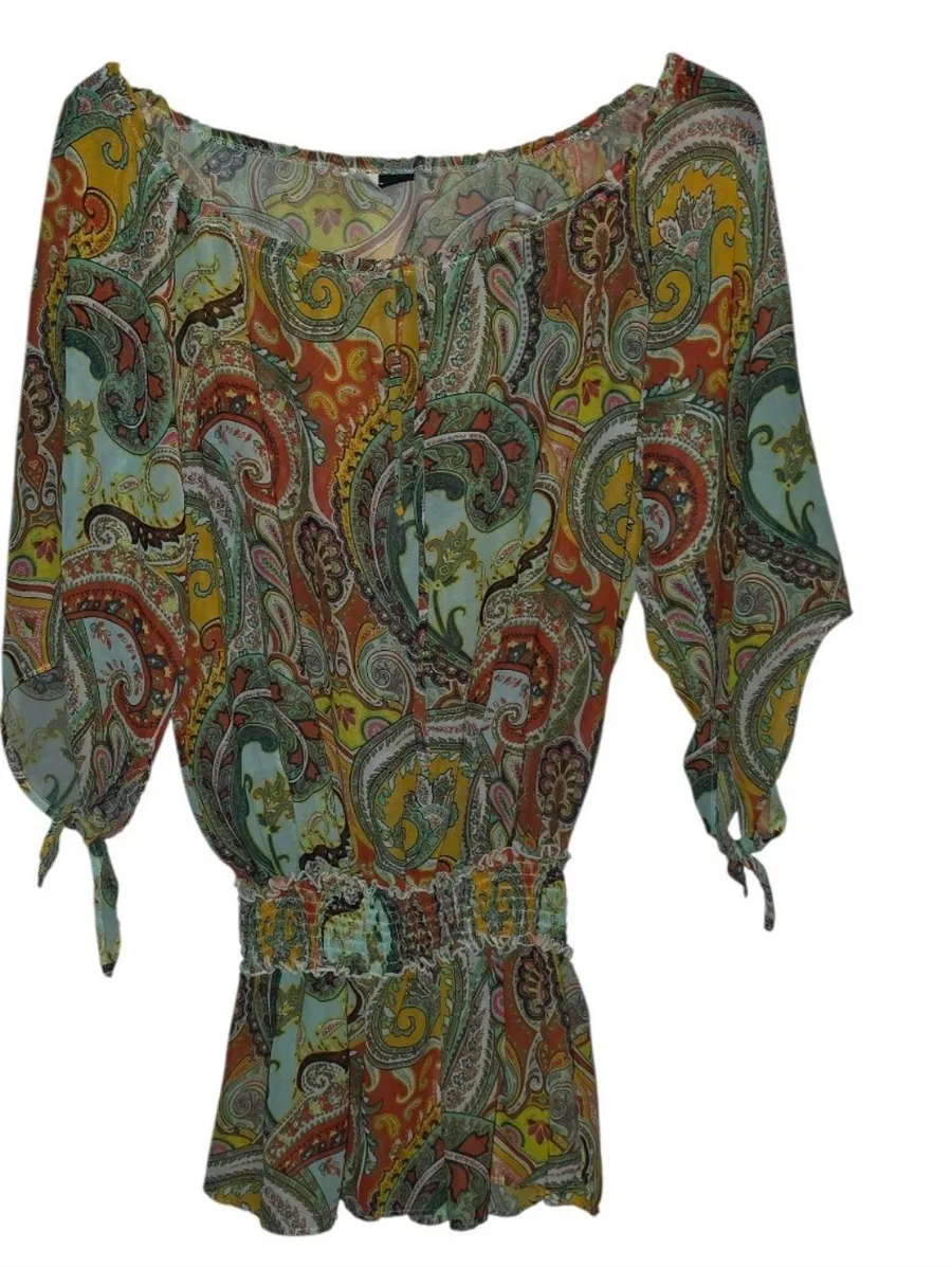 W Swim Paisley Print Swimsuit Cover Up Size XS Green