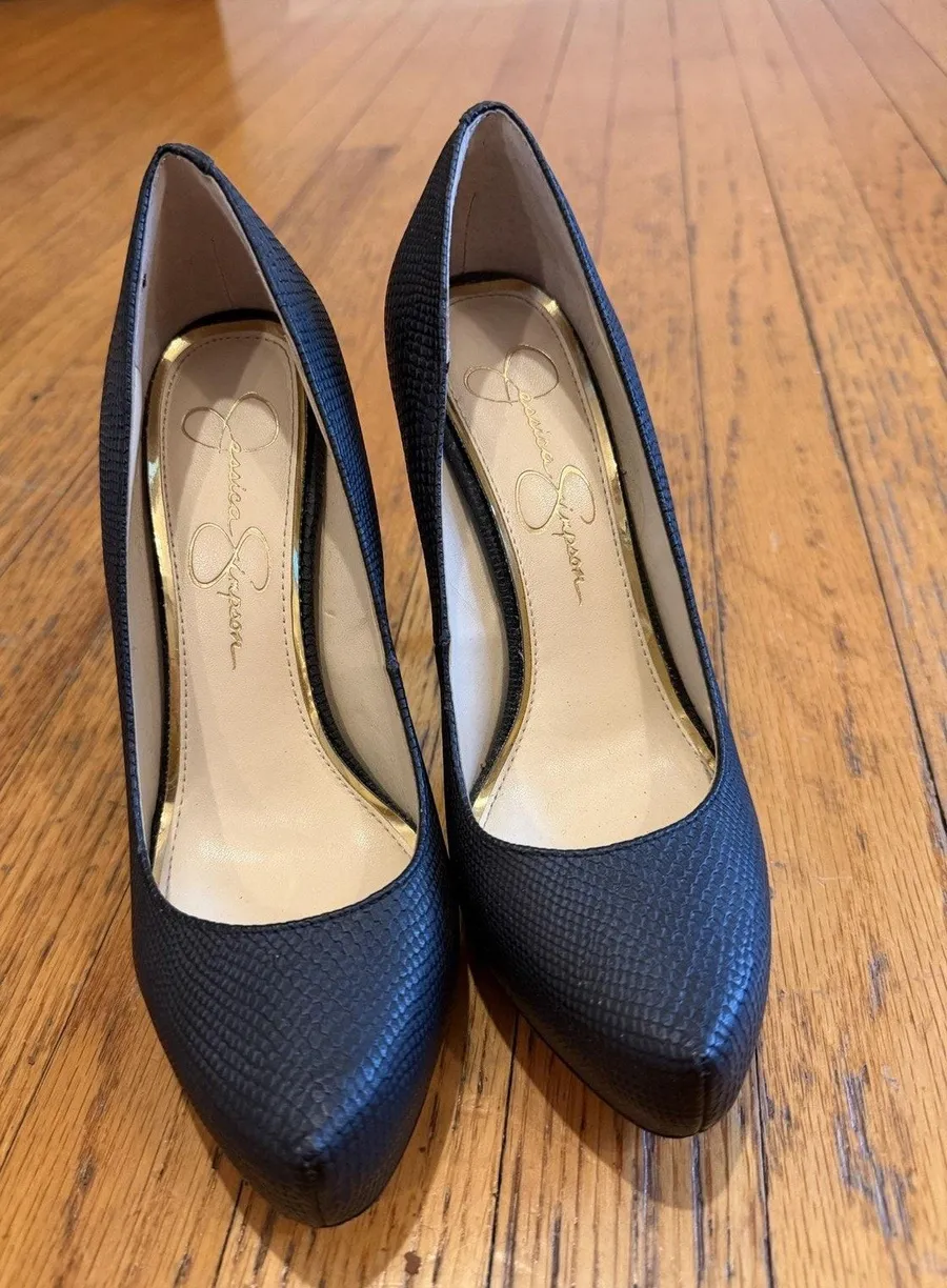 Jessica Simpson Shoes Womens Size 7 Black Textured Platform Stiletto Pumps