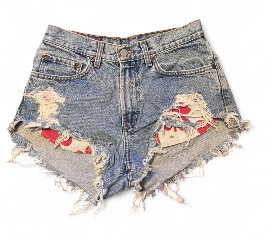 Lucky Brand Cutoff Shorts Womens 8 29 Distressed Festival Raw Hem USA Denim