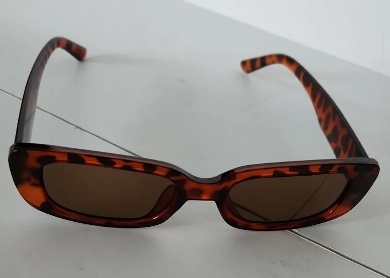 Brown Animal Print Rectangle Sunglasses Sunnies