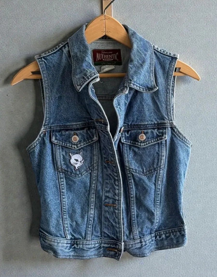 Vintage Genuine Authentic Denim by Paris Sport Club Jean Vest Size M Blue