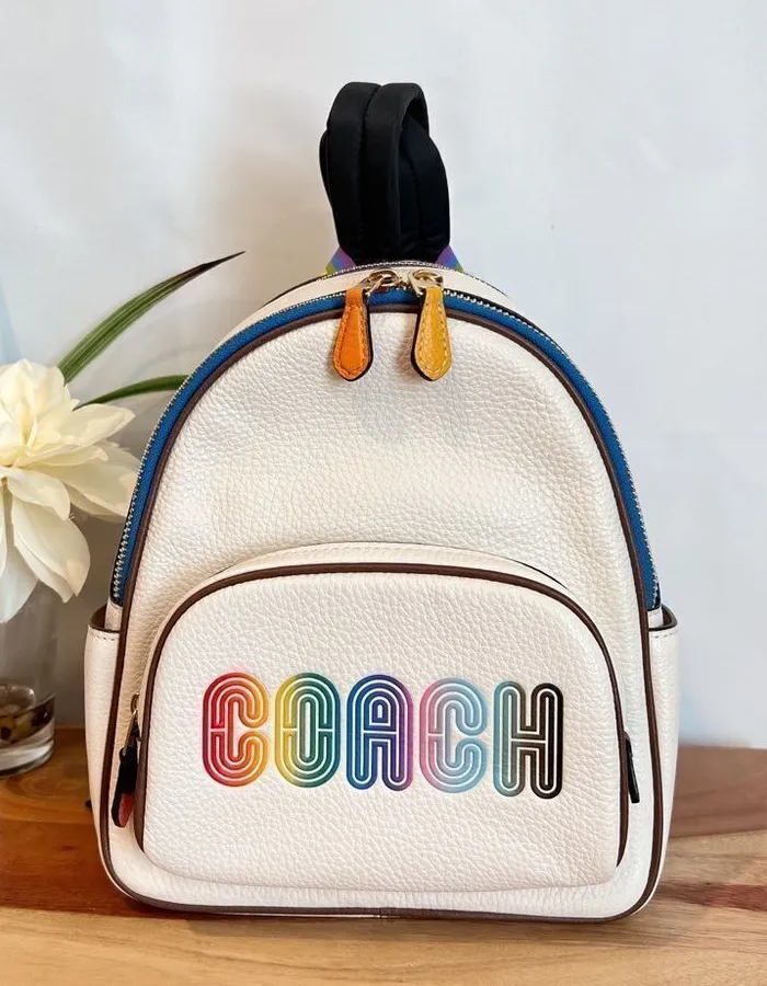 NWT Coach Mini Court Backpack With Rainbow Coach