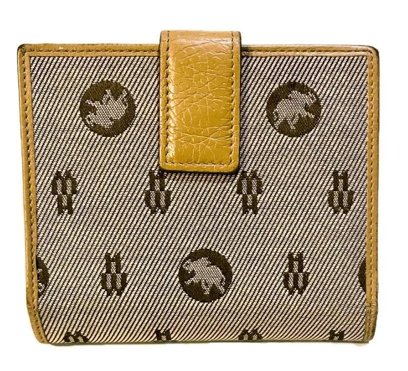 Vintage Hunting World Rugged Nylon & Soft Leather Bifold and Kisslock Wallet Tan
