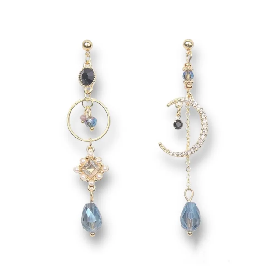 Asymmetry Moon Long Tassel Dangle Drop Earrings for Women Gold