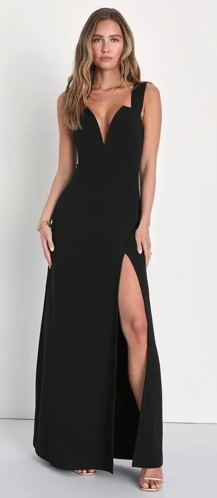 Lulus Daring Elegance Black Sleeveless Mermaid Maxi Dress Black Size L