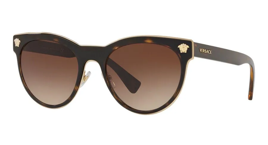Versace Women’s Sunglasses dark Havana brown/gold metal Mod 2198 size 54mm