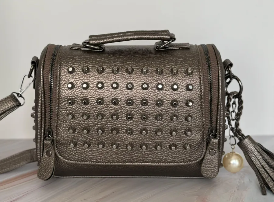 Studded Shoulder Bag Silver