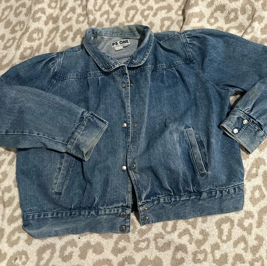 Vintage Denim Bomber Jacket Oversized Blue Size 18/20