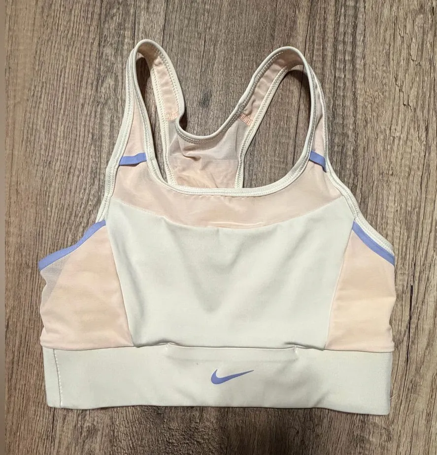 Nike Dri-Fit Racerback Sports Bra Peach Cream Lavender Size S