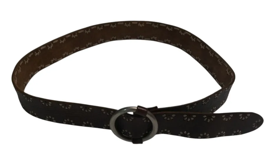 Aeropostale Vntg Leather Brown Embroidered Boho Women's Belt Size L