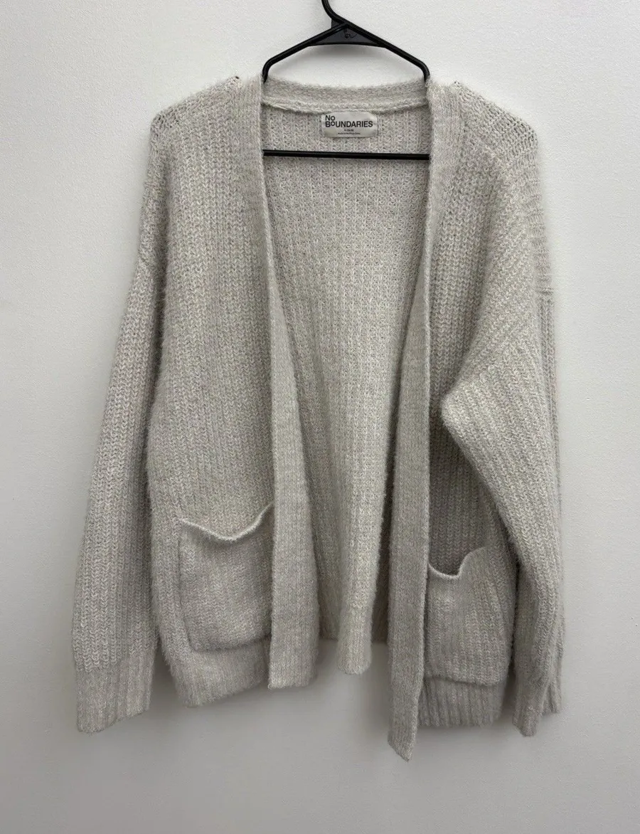 No Boundaries women’s cardigan Open Front sweater XL(16/18) Poliéster W/pockets
