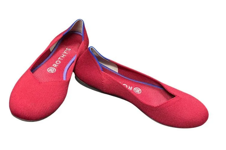 Rothy's The Point womans red knit pointed flats shoes sz 7.5 SKU 10-438