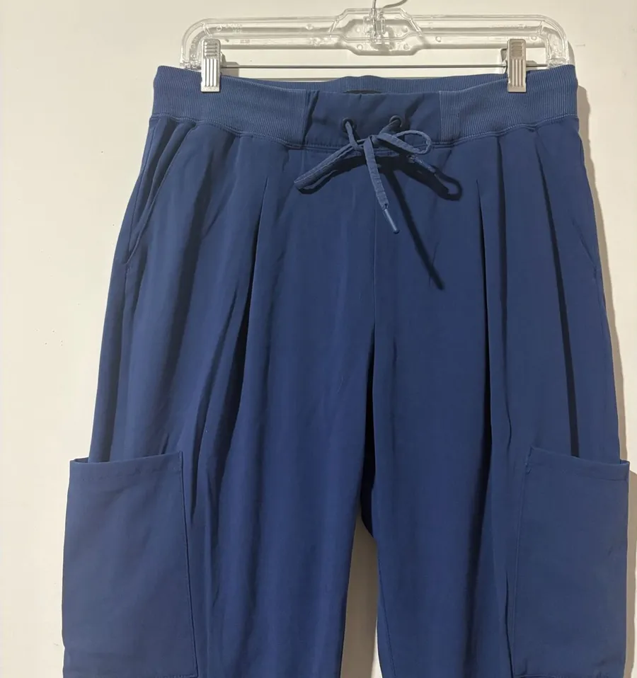 Jaanuu Womens Estate Navy Blue Cargo Scrub Joggers Size M Drawstring Pants